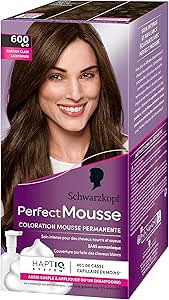 Schwarzkopf - Perfect Mousse - Coloration Cheveux - Mousse Permanente sans Ammoniaque - Masque Soin 96 % d'ingrédients d'origine naturelle - Châtain Clair 600, 1 Unité (Lot de 1)