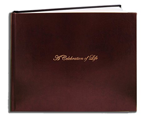 BookFactory Leather Funeral Guest Book "A Celebration of Life" / Memorial Book / Memorial Guest Book (48 Pages - 8 7/8" x 7") Burgundy Leather, Smyth Sewn Hardbound (LOG-048-97CS-XM (FUNERAL-REG))