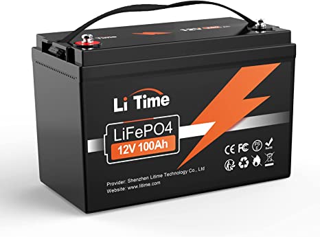 LiTime 12V 100Ah LiFePO4 Batterie Lithium Built-in 100A BMS, 1280Wh Puissance de Sortie,4000-15000 Cycles Profonds Sauvegarde Alimentation,Parfait pour Les VR, Solaire,Marine,Stockage d'énergie