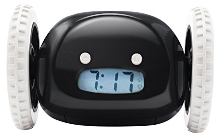 Clocky, the Original Runaway Alarm Clock on Wheels, Black