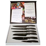 6 Piece Non-stick Kitchen Knife Set By Ginos Family in Elegant Eva Cutlery Gift Box Includes Chef Slicer Santoku Bread Utility and Paring Knives Bonus Free Knife Skills 9 Video Lesson Course
