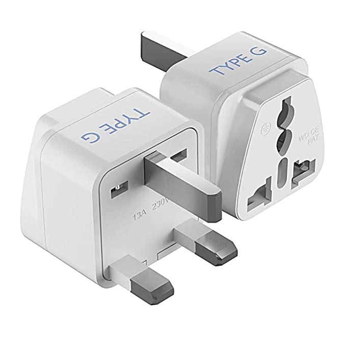 Ceptics India to UK, UAE, Hong Kong & More (Type G) Travel Adapter Plug - CE Certified - RoHS Compliant - 2 Pack (GP-7-2PK)