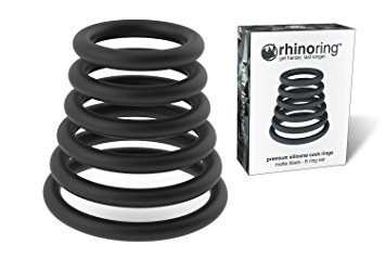RhinoRing Erection Enhancing Cock Ring - 6 Pack - 100% Pure Silicone Rubber Penis Rings Set Various Sizes - Get Harder Last Longer - Cockring Better Sex Toy - Matte Black