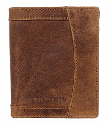 Hill Burry Wallet For Men Bifold ID Card Holder Genuine Leather Handmade Vintage With Coin Pocket Rome