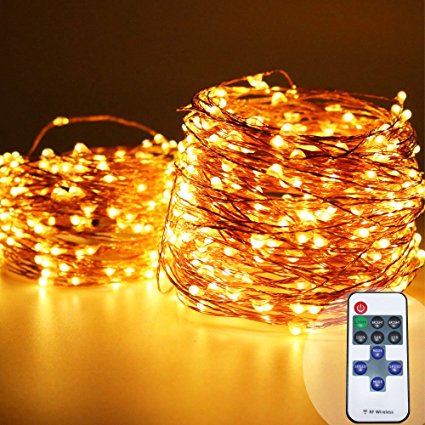 HarrisonTek（ 165FT 500LED   RF Remote Control Dimmer   UL Certified Adapter) Micro LED Starry String Light, Waterproof Copper Wire Fairy Lights for Xmas Holiday Wedding Garden Tree Party Decorations