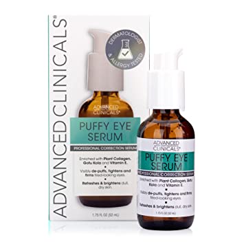 Puffy Eyes Treatment Eye Serum Anti Aging, Brightening, & Firming Under Eye Serum with Vitamin E, Collagen, Gotu Kola, Caffeine, & Green Tea Helps Hydrate & Calm Puffiness by Advanced Clinicals