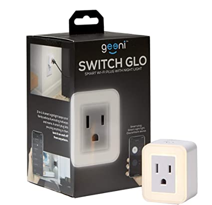 Geeni Switch Glo Square Smart Nightlight   Smart Plug, White, No Hub Required, Works with Alexa, Google Assistant and Microsoft Cortana