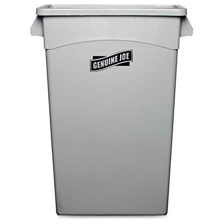 Genuine Joe GJO60465 Plastic Space Saving Waste Container, 23 gallon Capacity, 23" Width x 30" Height x 11" Depth, Gray