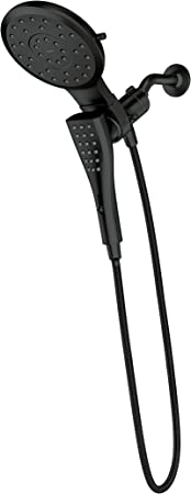 Moen 220C3BL Verso Eight-Function 7" Diameter Spray Head Standard With Handshower, Matte Black, 72" Hose