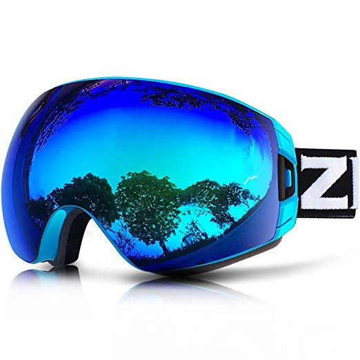 ZIONOR Lagopus X7 Ski Snowboard Goggles with Quick Lens-changing UV400 Protection Anti-fog Wide Spherical PC Lens Anti-slip Strap Helmet Compatible, Adult Ski Snowboarding Skating Goggles