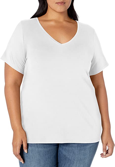 Amazon Essentials Women's Plus Size Short-Sleeve V-Neck T-Shirt