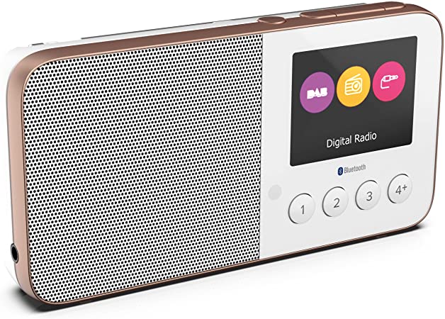 Pure UK Move T4 Pocket Rechargeable Personal FM/DAB /DAB Digital Radio – Portable DAB Radio with Bluetooth, Full Colour Screen and Built-in Speaker, White