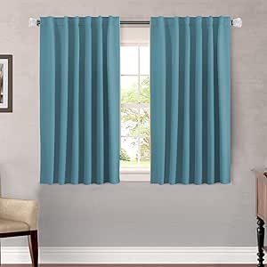 H.VERSAILTEX Blackout Curtains Thermal Insulated Window Treatment Panels Room Darkening Blackout Drapes for Living Room Back Tab/Rod Pocket Bedroom Draperies (2 Panels, Storm Blue, 52 x 45 Inch)