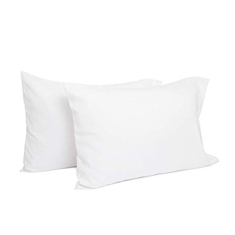 TILLYOU Standard/Queen Size Pillowcases Set of 2, Fits Pillows Sized 20x26 or 20x30, 100% Double Brushed Microfiber, Silky Soft & Hypoallergenic Pillow Cover with Envelope Closure, White