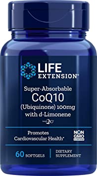 Life Extension Super-Absorbable CoQ10 (Ubiquinone) with d-Limonene 100mg, 60 Softgels