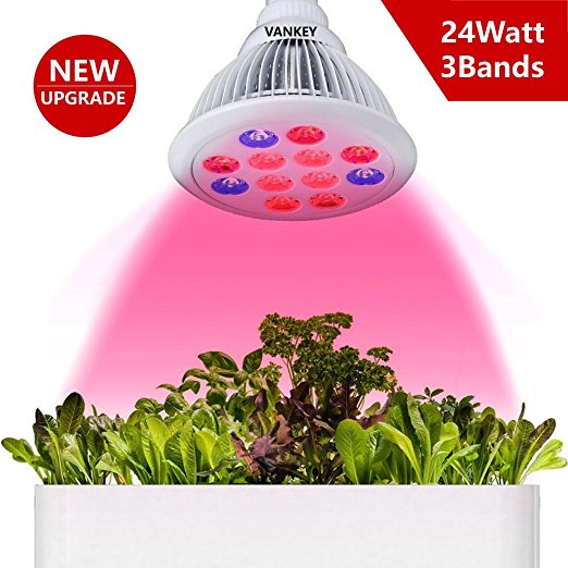 [Update] 24W LED Plant Grow Lights,Vankey E27 Plant Growing Bulbs Lamp for Indoor Garden Greenhouse Hydroponic Growing