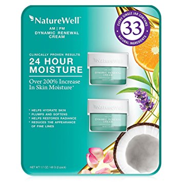 NatureWell AM/PM Dynamic Face and Neck Renewal Cream, 24 Hour Moisture- Clinically Proven Results to Hydrate Skin, Reduce Fine Lines, 1.7oz (2 Pack)