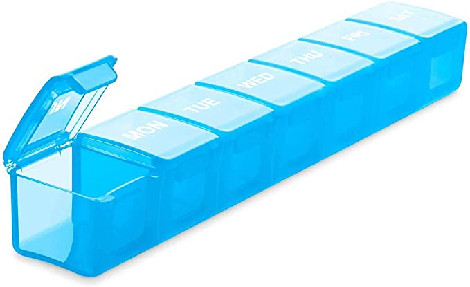 Sukuos Extra Large Weekly Pill Organizer, Sukuos XL Daily Pill Cases for Pills, Vitamin, Fish Oils or Supplements (Blue)