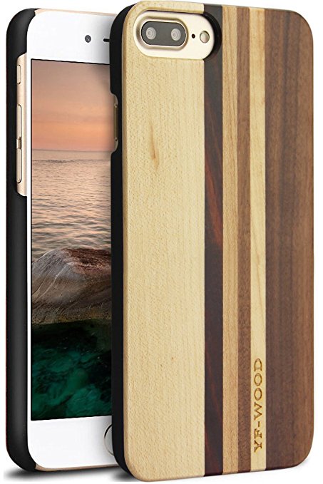 iPhone 7 Plus Wood Case,YFWOOD Natural Unique Real Wood iPhone Cover Colorful Patented Non Slip for Apple iPhone 7 plus Wooden Cases