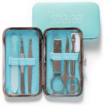 Solavae Manicure Pedicure Set with Stainless Tools Crystal Nail File and Clippers for Women Men and Teens