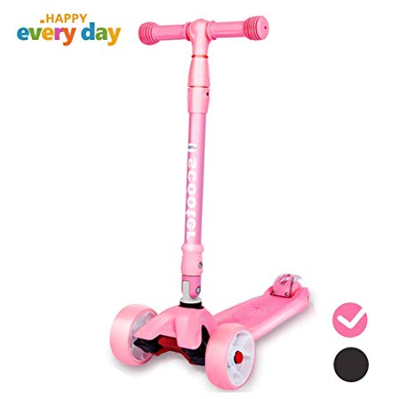 U-mii Scooters for Kids,3 Wheel Foldable Kick Scooter,Widen PU Flashing 3 Wheels,5 Adjustable Height, for Girls&Boys Age 2 to16