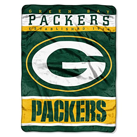 NFL Green Bay Packers Plush Raschel Blanket, 60 x 80-Inch, Green