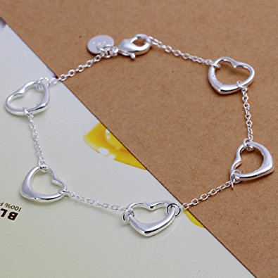 Fashion 925 Sterling Silver Jewelry Circles Chain Trendy Lady Bracelet Bangle