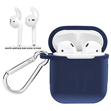 AirPods Case, Airpods Ear Hook, AirPods Silicone Protective Case with AirPods Hooks For Apple AirPods Charging Case Cover, Airpods Shock Proof Protective Cover Midnight Blue
