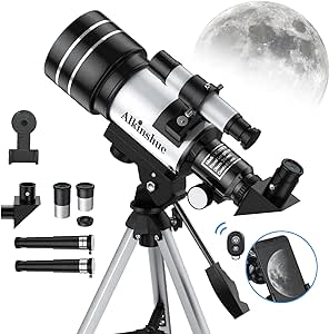 Telescope 70mm Aperture 300mm - RefractorTelescope for Astronomy Enthusiasts and Beginners,Mult-Coated High Powered Refracting Telescope with Tripod &Wireless Control & Carrying Bag