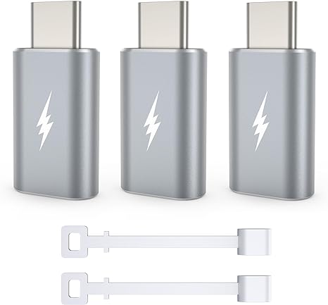TechMatte (3 Pack) Lightning to USB-C Adapter, Charging Compatible with iPhone 15/Plus/Pro/Pro max and More Type C Devices, Support Data Transmission, Not OTG，with Anti-Lost Holder