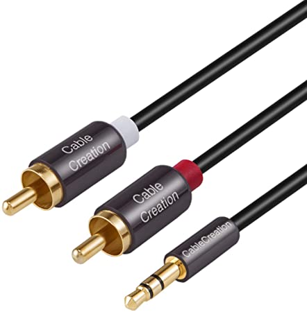 RCA to 3.5mm Aux Cable (1.6ft), CableCreation 3.5mm Male to 2RCA Male Stereo Y Splitter RCA Cable for TV, Receiver,Car, Speakers and More