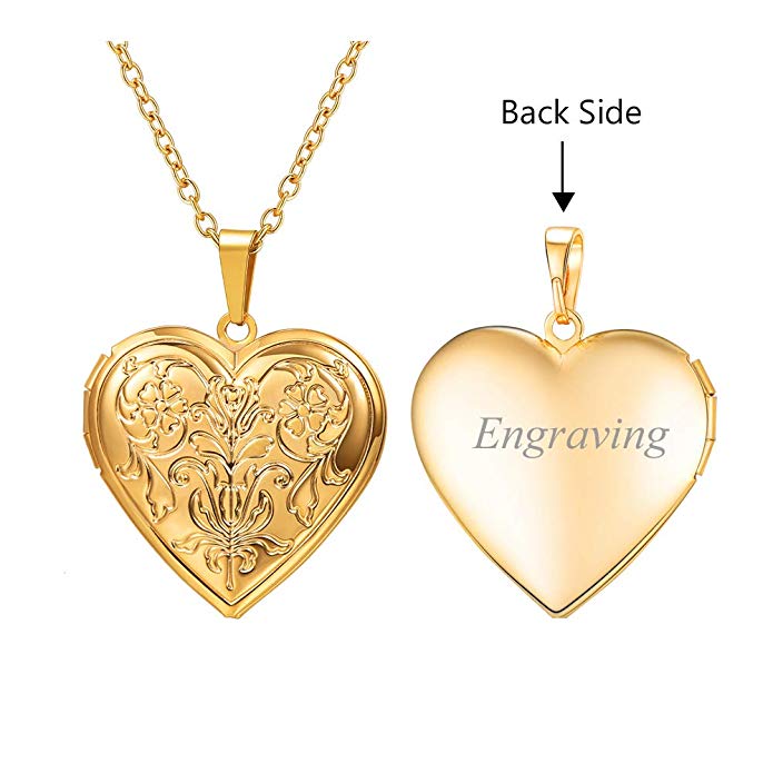 U7 Charm Necklace Flower/Cross Pattern Platinum/Rose Gold/18K Gold Plated Locket Pendant with 22 Inches Chain, 4 Styles