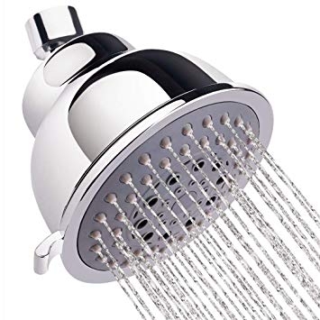 Shower Head High Pressure, 4 Inch Anti-leak Anti-clog 5 Function Chrome Showerhead, Rain Shower Head With Adjustable Metal Swivel Ball-Ultimate Shower Experience Even (grey1)