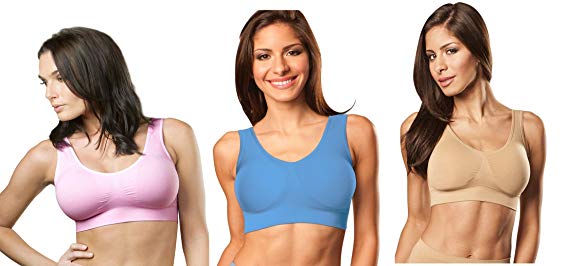 Genie Bra (3 Pack Womens Seamless, Wireless Bra, As Seen On TV, with Removable Pads for Extra Lift