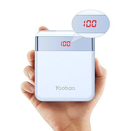 Yoobao M4Pro 10000mAh Small Portable Charger Power Bank External Battery Pack Dual Input(iPhone Micro)Output with LED Digital Display Charge for iPhone X 8 iPhone 7 6s 6 Plus Android and More- Blue