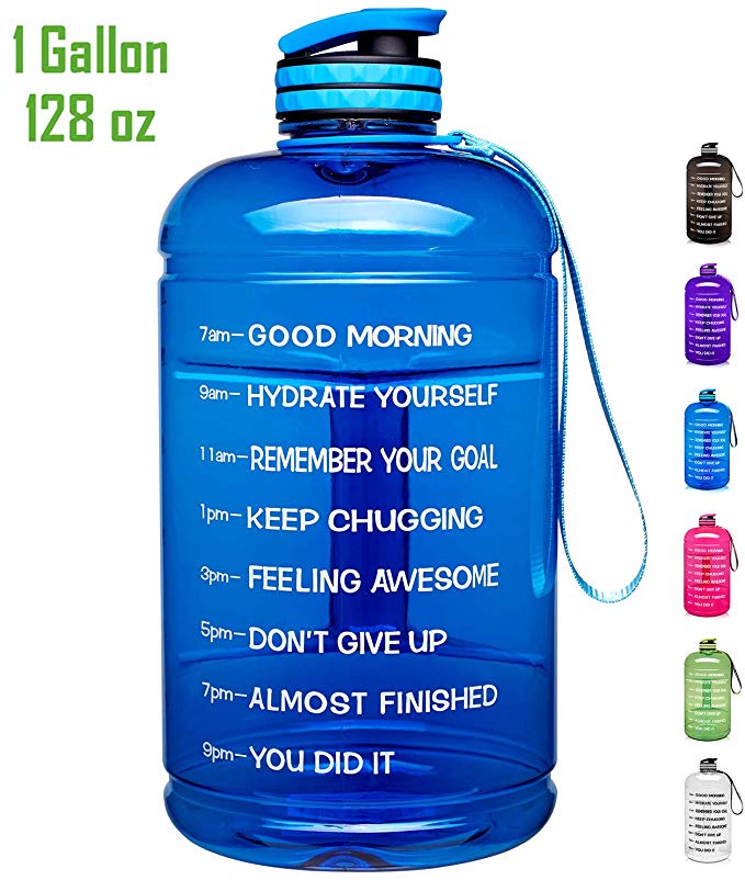 Venture Pal Large 128oz/74oz Leakproof BPA Free Fitness Sports Water Bottle with Motivational Time Marker to Ensure You Drink Enough Water Throughout The Day