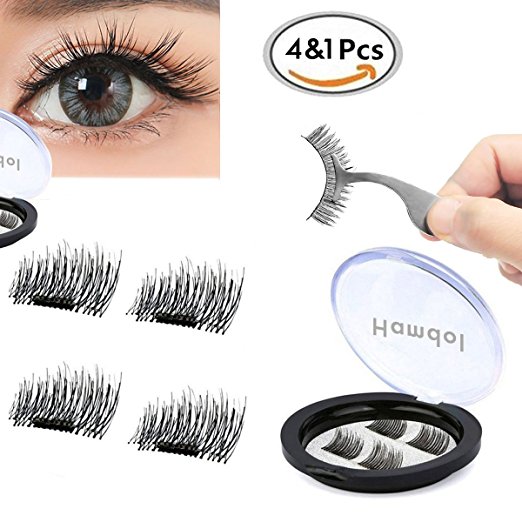 False Magnetic Eyelashes - 1 Pair 4 Pieces Ultra-thin 0.2mm Fake Mink Eyelashes for Natural Look, Reusable Best Fake Lashes, Perfect for Deep Set Eyes & Round Eyes