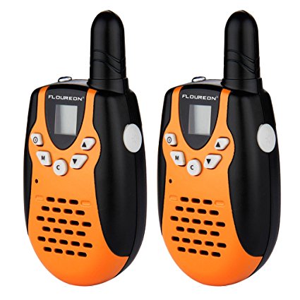 FLOUREON Walkie Talkies For Kids 2 Way Radios Long Range 1-3KM Mile Distance UHF Handheld Two Pack (Orange)