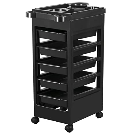 Yaheetech Beauty Salon Rolling Trolley Cart with 5 Drawers Hair Salon Instrument Storage Cart