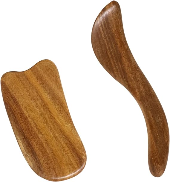 yueton 2PCS Sandalwood Scraping Board Wooden Gua Sha Board Gua Sha Facial Body Massage Tool for Face and Body Treatment, Relieve Tensions and Reduce Puffiness