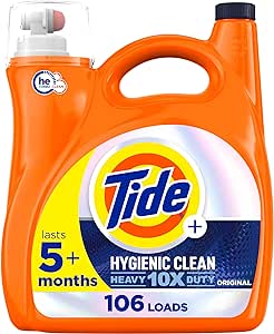 Tide Hygienic Clean Heavy 10x Duty Liquid Laundry Detergent, HE Compatible, Original Scent, 149 fl oz, 106 loads