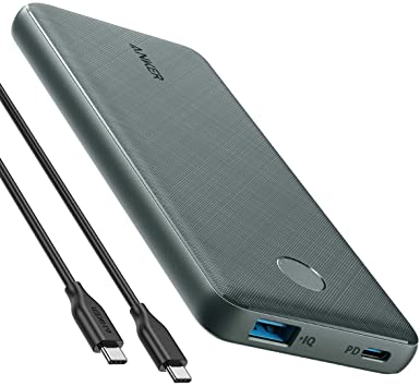 Anker PowerCore Slim 10000 PD Green, 10000mAh Portable Charger USB-C Power Delivery (18W) Power Bank Fast Charge for iPhone 11/11 Pro / 11 Pro Max, S10, Pixel 3, iPad Pro 2018, and More