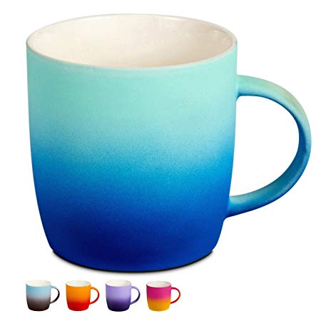 BEGONDIS Coffee Mug Ceramic Gradient Ombré Color Elegant Matte Tea Cup, Gift For Family and Friend 11.5oz