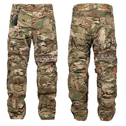 Tactical Combat Pant Hiking Hunting Airsoft SWAT Military Camo Army Trousers Wearproof Ripstop Pants with Knee Pads