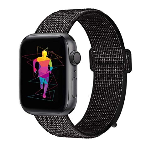 INTENY Sport Band Compatible with Apple Watch 38mm 40mm 42mm 44mm, Nylon Sport Loop, Strap Replacement for iWatch Series 4, Series 3, Series 2, Series 1