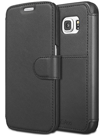 Taken Galaxy S6 Edge Wallet Case - Premium Leather Pu Cell Phone Case ID Credit Card Slot Phone Case for Samsung Galaxy S6 Edge Ultra Slim(black)