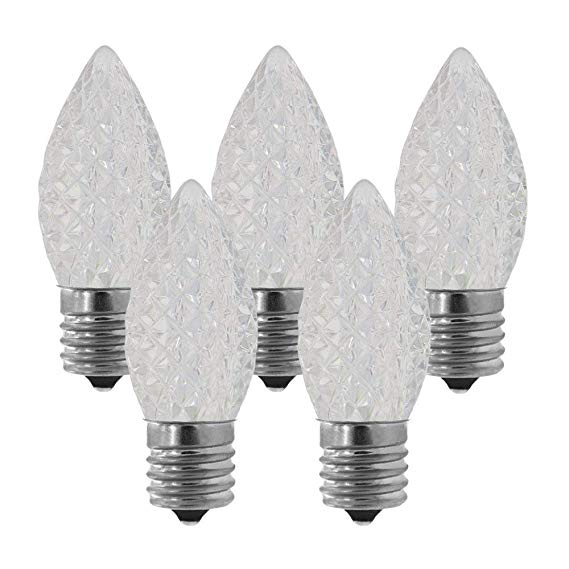 LED C9 Warm White Replacement Christmas Light Bulbs for Indor Outdoor Garden Patio String Light, Dimmable, UL Listed Commercial Grade Holiday Bulbs, Strawberry Style, C9/E17 Candelabra Base Sockets