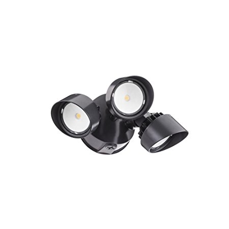 Lithonia Lighting OLF 3RH 40K 120 BZ M4 3-Head Outdoor LED Round Flood Light, Black/Bronze