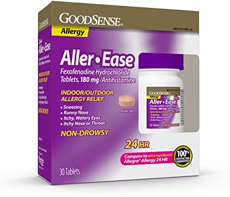 GoodSense Aller-Ease Fexofenadine Hydrochloride Tablets, 180 mg, 30 Count Allergy Pills for Allergy Relief