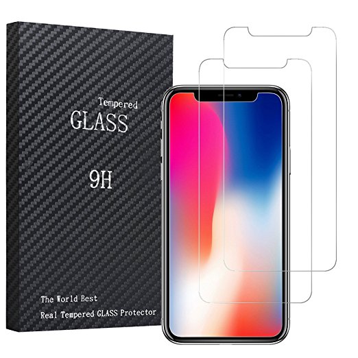 iPhone X Screen Protector,ALPULON [2-Pack] 2.5D Tempered Glass Scratch Proof Anti-Shatter for Apple iPhone X iPhone 10 5.8-inch (2017)